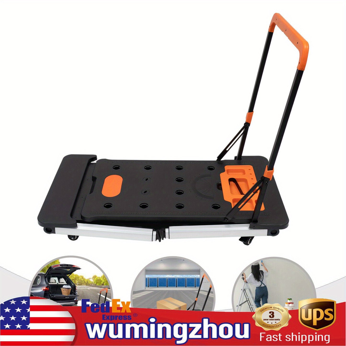 Multifunctionele Werkbank – Zaagbok – Werkplatform – Transportwagen – Steekwagen – Verstelbare hoogte 52-78 cm – Draagkracht tot 250 kg – Zwart