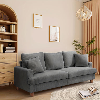 Bank – 3-zitsbank – Slaapbank – Zitbank – Loveseat – Corduroy Stof – Comfortabele Zitdiepte 53 cm – Stevig Houten Frame
