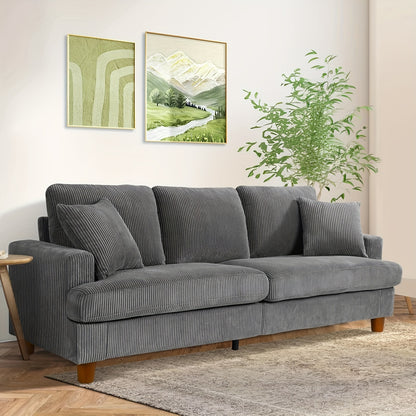 Bank – 3-zitsbank – Slaapbank – Zitbank – Loveseat – Corduroy Stof – Comfortabele Zitdiepte 53 cm – Stevig Houten Frame