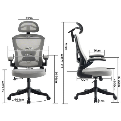 Ergonomic Office Chair, Desk Chair with Adjustable Headrest, Armrests, Lumbar Support, Swivel Chair, Rocker Function, Mesh Executive Chair, Back-Friendly, Office Chair 150 kg