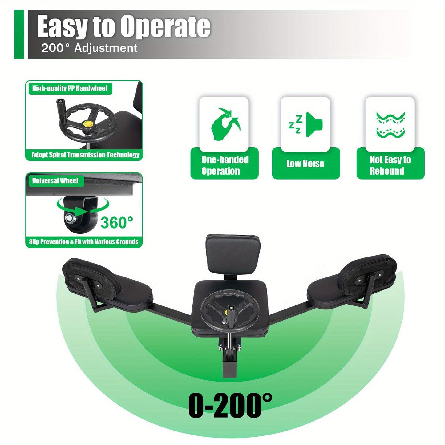 Spreidstandtrainer – Beenstretcher – Splitmachine – Flexibiliteitstrainer – Yoga rekker – Verstelbaar tot 200° – Ergonomisch met anti-slip basis – Zwart
