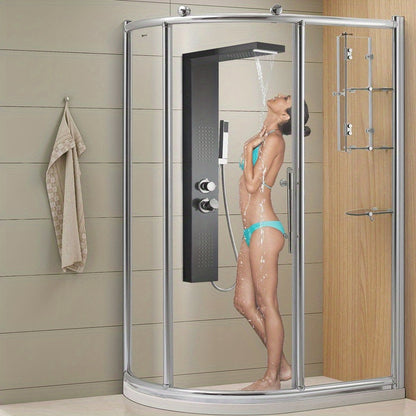Douchescherm – Douchewand – Douchepaneel – Douchecabine – Douche Set – Aluminium – 4 Douchestanden Regen, Massage, Waterval, Handdouche – Veiligheidsglas 115 cm Hoog