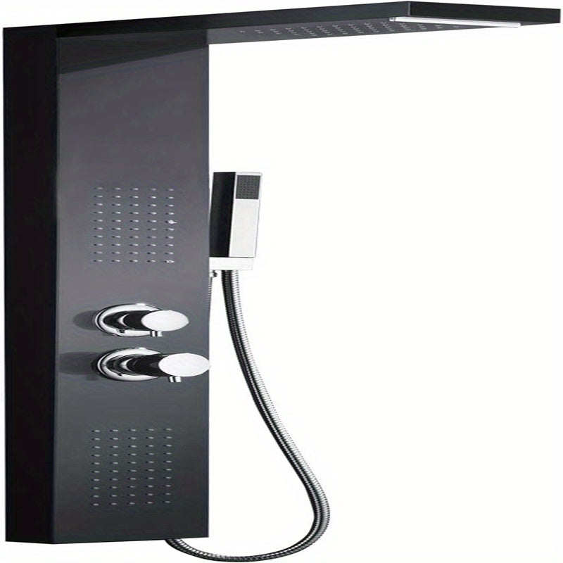 Douchepaneel – Douchewand – Douchecabine – Douchepaneelsysteem – Douche Accessoires – Zwart Aluminium – 4 Douchestanden Met Massage & Regenfunctie – Kalkbestendige Siliconen Sproeikoppen