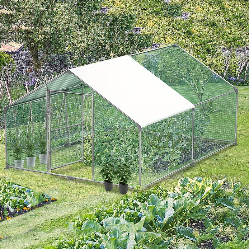 Buitenren Kleine Dieren – Kippenhok – Konijnenren – Dierenren – Vogelkooi – 3x4x2m – Verzinkt Stalen Frame – Slotbare Deur