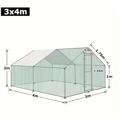 Buitenren Kleine Dieren – Kippenren – Konijnenren – Vogelkooi – Dierverblijf – Gegalvaniseerd Staal – Afmeting 3x4x2m – Met Slot & UV-Bescherming