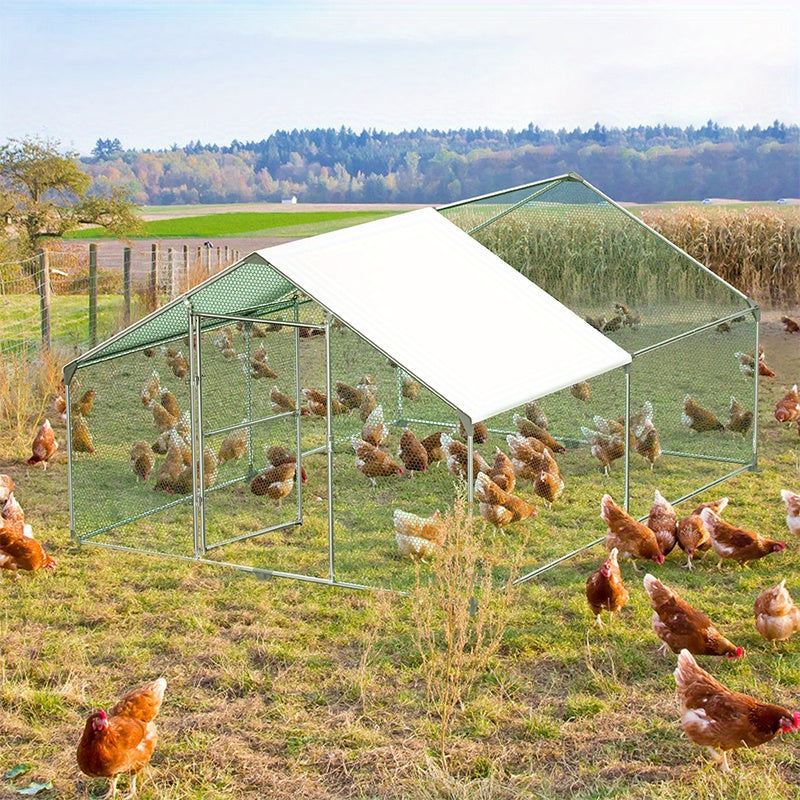 Galvanised steel Chicken coop outdoor with lock, small animal cages, outdoor enclosures, chicken coops, chicken/bird poultry cages with roof, cages, small animal cages (3x4m)