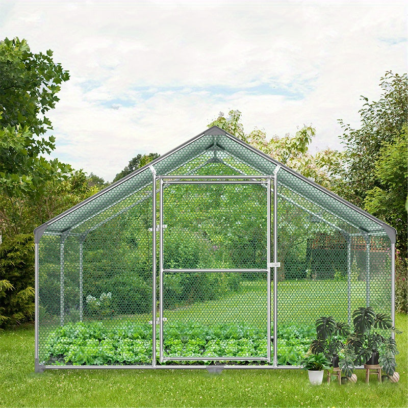 Galvanised steel Chicken coop outdoor with lock, small animal cages, outdoor enclosures, chicken coops, chicken/bird poultry cages with roof, cages, small animal cages (3x4m)