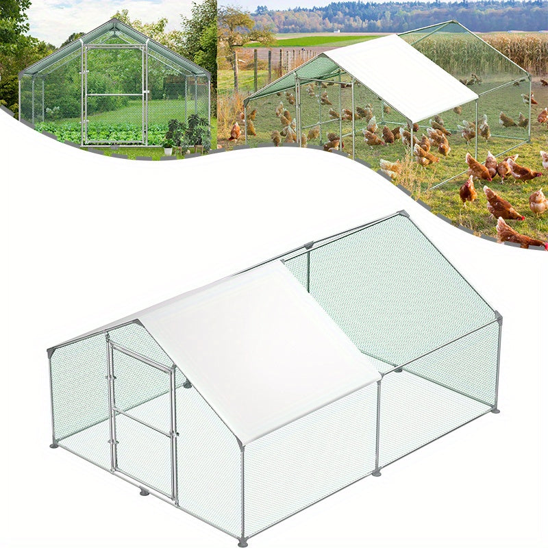 Galvanised steel Chicken coop outdoor with lock, small animal cages, outdoor enclosures, chicken coops, chicken/bird poultry cages with roof, cages, small animal cages (3x4m)