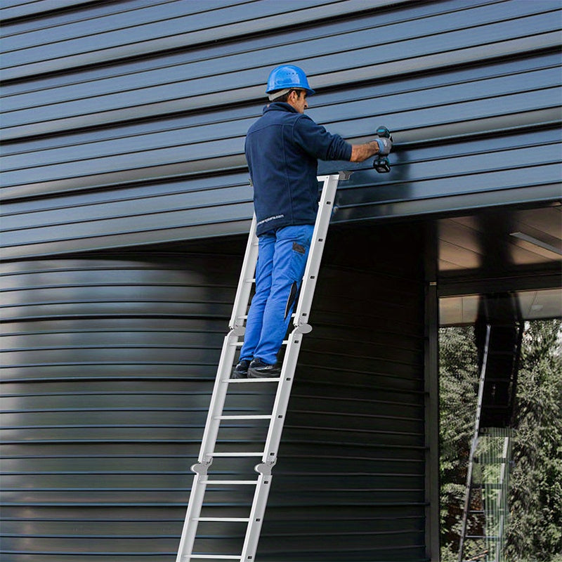 6 in 1 ladder multi-purpose ladder aluminum with platform 3. 4/4. 7/5. 5m multifunctional folding ladder work ladder household ladder up to 150kg, 4x3/4x4/4x5 steps with 2 scaffolding plates