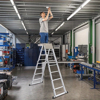 Vouwladder – Multifunctionele Ladder – Klapladder – Huishoudtrap – Werksteiger – 4,7 meter – Aluminium – Draagkracht 150 kg – Inclusief 2 Platformen