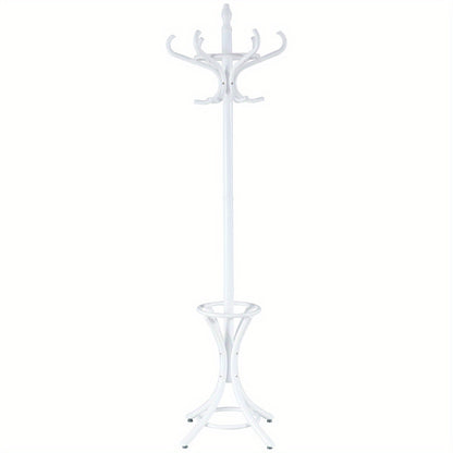 Kapstok – Staande Kapstok – Garderoberek – Kledingrek – Parapluhouder – 184 cm Hoog – 12 Stevige Haken – Wit Metalen Frame