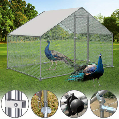 Buitenren Pluimvee – Kippenren – Hokken – Dierenren – Ren Voor Kleine Dieren – 3x6x2m – Verzinkt Stalen Frame – Water- en UV-bestendig PVC Dak