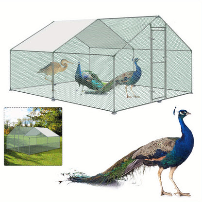 Kippenhok – Kippenren – Pluimveehok – Buitenren – Dierenhok – Gegalvaniseerd Stalen Frame – Waterdicht PVC Dak – 3x4x2 Meter – Met Veilig Slot