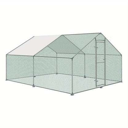 Kippenhok – Kippenren – Pluimveehok – Buitenren – Dierenhok – Gegalvaniseerd Stalen Frame – Waterdicht PVC Dak – 3x4x2 Meter – Met Veilig Slot