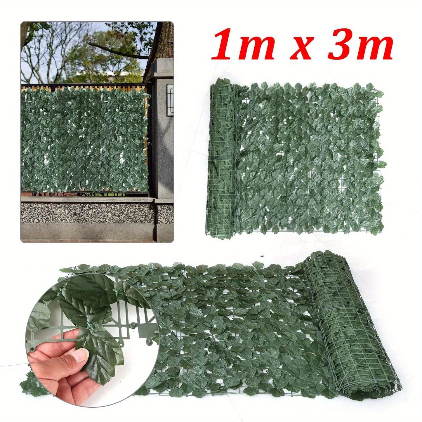Kunsthaag – Kunstplant Heg – Kunst Klimop – Tuinscherm – Balkonscherm – 1x3 Meter – UV-bestendig Polyester – Onderhoudsvrij