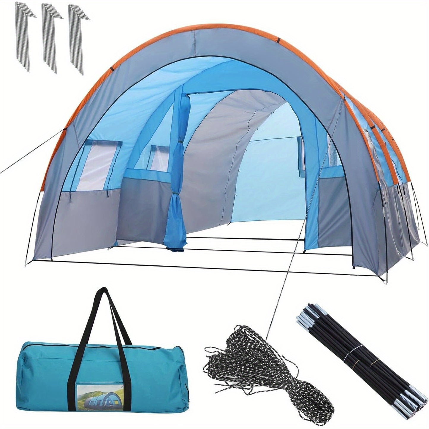 Tent – Tunnel Tent – Kampeertent – Familietent – Groepstent – XXL Ruimte – Waterdicht 3000mm