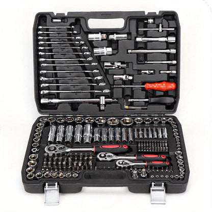 Dopsleutelset – Doppenset – Ratels – Sleutelset – Bitset – 216-delig – Omkeerbare Ratels 1/4", 3/8" & 1/2" – Robuust Metaal Met Koffer