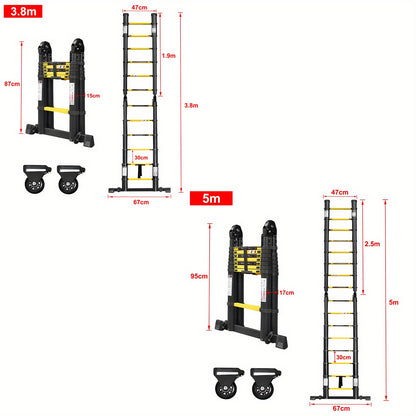 Telescopische Ladder – Telescoopladder – Opvouwbare Ladder – Uitschuifladder – Vouwladder – Aluminium – Max. 150 kg Draagvermogen – Compact & Lichtgewicht