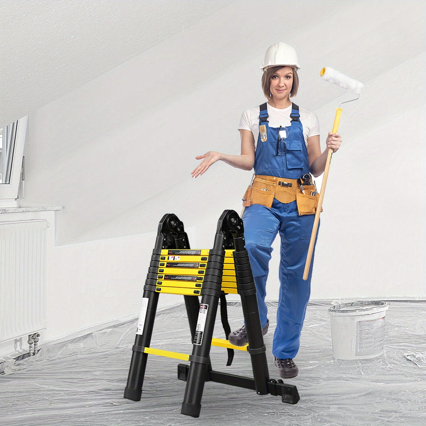 Telescopische Ladder – Telescoopladder – Opvouwbare Ladder – Uitschuifladder – Vouwladder – Aluminium – Max. 150 kg Draagvermogen – Compact & Lichtgewicht