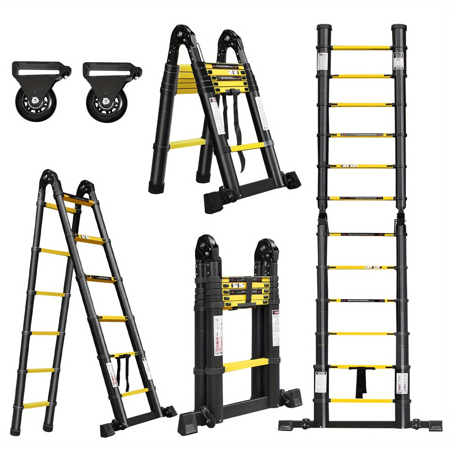 Telescopische Ladder – Telescoopladder – Opvouwbare Ladder – Uitschuifladder – Vouwladder – Aluminium – Max. 150 kg Draagvermogen – Compact & Lichtgewicht