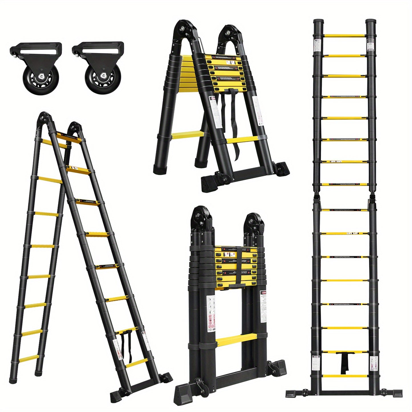 Telescopische Ladder – Telescoopladder – Opvouwbare Ladder – Uitschuifladder – Vouwladder – Aluminium – Max. 150 kg Draagvermogen – Compact & Lichtgewicht