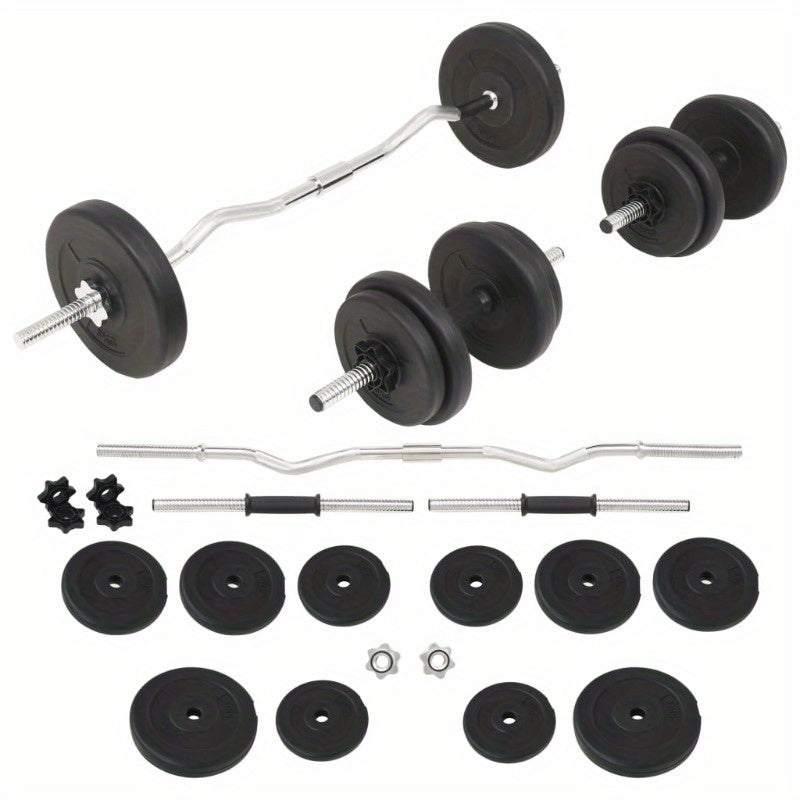 Barbellset – Dumbbellset – Halterset – Trainingsset – Gewichtenset – 30 kg totaalgewicht – Cementgewichten met plastic coating