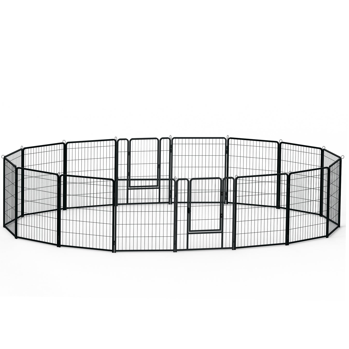 Puppyren – Hondenren – Dierenren – Puppyafscheiding – Kleine huisdierenren – Inklapbaar en verstelbaar – Met automatische sluitdeur 80 cm hoog – 16 metalen panelen mat zwart