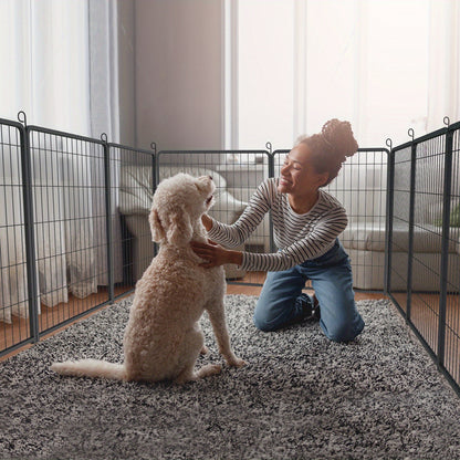 Puppyren – Hondenren – Dierenren – Puppyafscheiding – Kleine huisdierenren – Inklapbaar en verstelbaar – Met automatische sluitdeur 80 cm hoog – 16 metalen panelen mat zwart