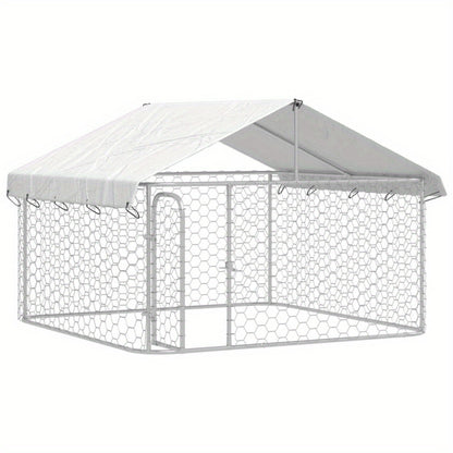 Hondenhok Buiten – Hondenhuis – Hondenkennel – Hondenhuisje – Hondenverblijf – Galvaniseerd Staal – 200 x 200 x 150 cm – Duurzaam & Verplaatsbaar