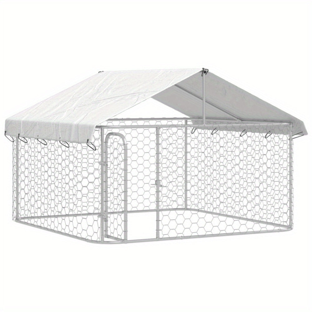 Hondenhok – Buitenren – Hondenkooi – Hondenhuis – Kennel – Robuust Metalen Frame – Waterbestendig Afneembaar Dak 200x200x150 cm