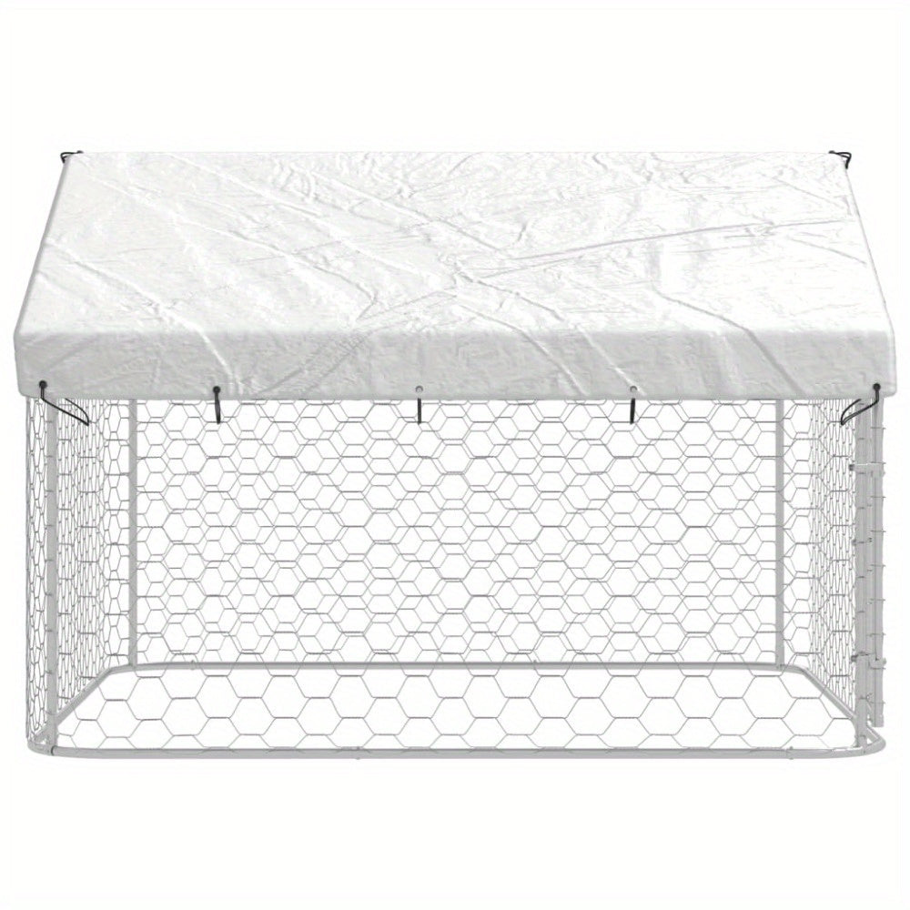 Hondenhok – Buitenren – Hondenkooi – Hondenhuis – Kennel – Robuust Metalen Frame – Waterbestendig Afneembaar Dak 200x200x150 cm