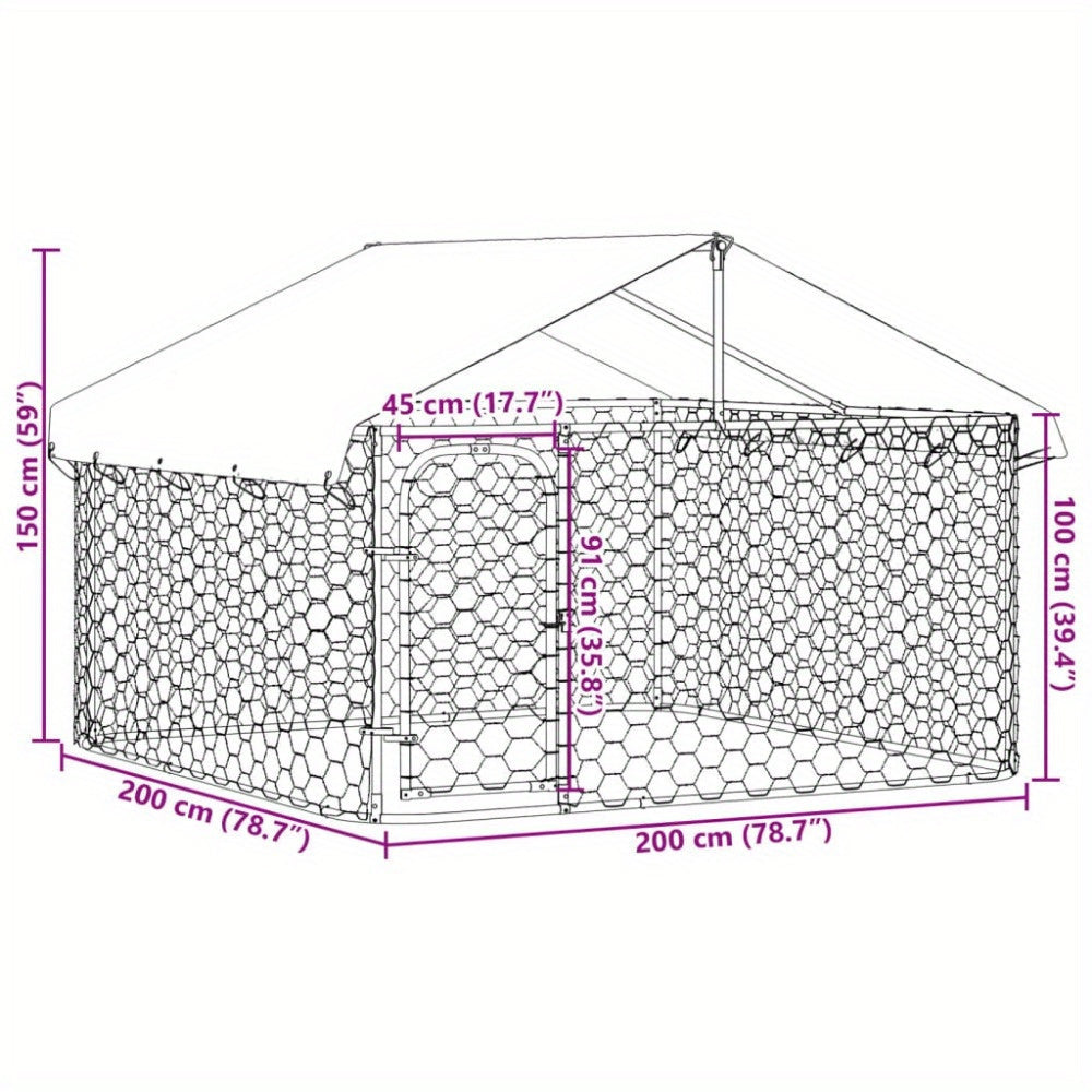 Hondenhok Buiten – Hondenhuis – Hondenkennel – Hondenhuisje – Hondenverblijf – Galvaniseerd Staal – 200 x 200 x 150 cm – Duurzaam & Verplaatsbaar