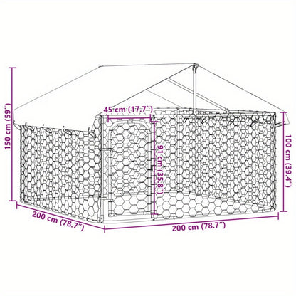 Hondenhok Buiten – Hondenhuis – Hondenkennel – Hondenhuisje – Hondenverblijf – Galvaniseerd Staal – 200 x 200 x 150 cm – Duurzaam & Verplaatsbaar