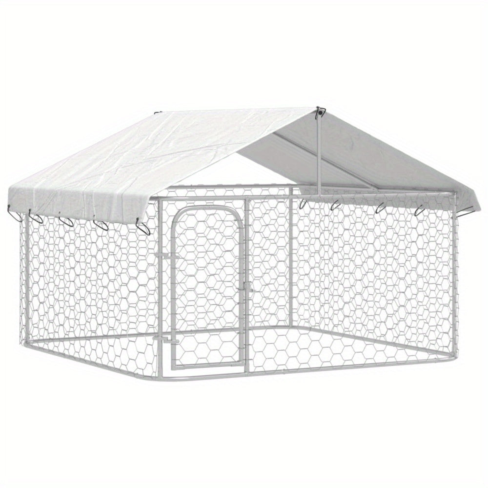 Hondenhok – Buitenren – Hondenkooi – Hondenhuis – Kennel – Robuust Metalen Frame – Waterbestendig Afneembaar Dak 200x200x150 cm