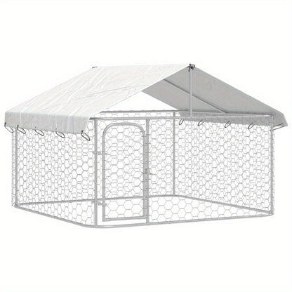 Hondenhok – Buitenren – Hondenkooi – Hondenhuis – Kennel – Robuust Metalen Frame – Waterbestendig Afneembaar Dak 200x200x150 cm