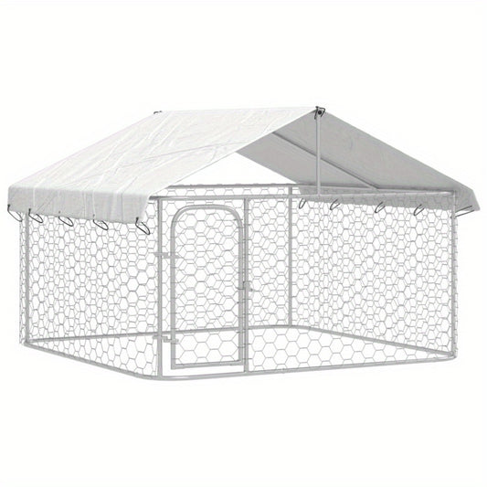 Hondenhok – Buitenren – Hondenkooi – Hondenhuis – Kennel – Robuust Metalen Frame – Waterbestendig Afneembaar Dak 200x200x150 cm