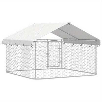 Hondenhok – Buitenren – Hondenkooi – Hondenhuis – Kennel – Robuust Metalen Frame – Waterbestendig Afneembaar Dak 200x200x150 cm