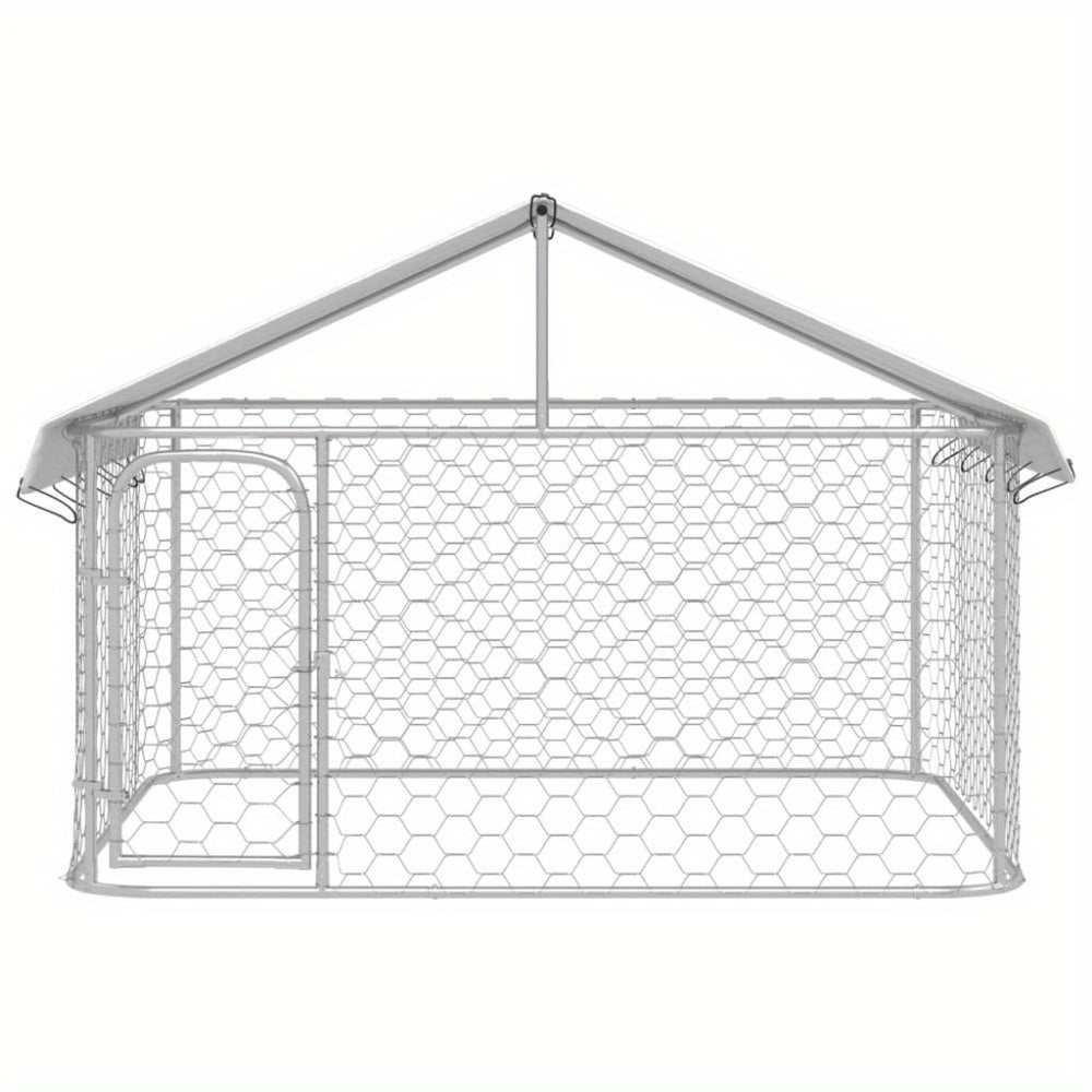 Hondenhok – Buitenren – Hondenkooi – Hondenhuis – Kennel – Robuust Metalen Frame – Waterbestendig Afneembaar Dak 200x200x150 cm