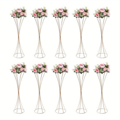 Gouden Trompet Vazen – Gouden Vaas Set – Bloemenvazen – Decoratie Vazen – Moderne Vazen – Set van 10 – 80 cm Hoog – Duurzaam Metaal