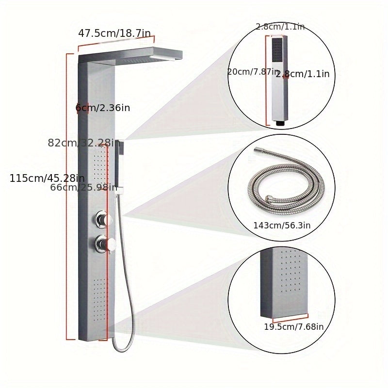 Douchepaneel – Douche Systeem – Douche Set – Regendouche – Handdouche – 4 Functies – 304 RVS Geborsteld – Onderhoudsvriendelijk