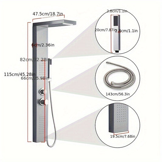 Douchepaneel – Douche Systeem – Douche Set – Regendouche – Handdouche – 4 Functies – 304 RVS Geborsteld – Onderhoudsvriendelijk