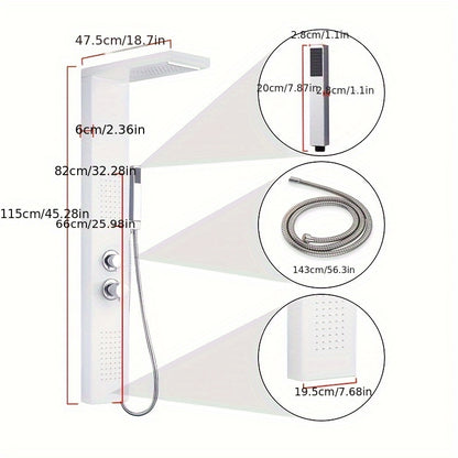 Doucheset – Douchepaneel – Regendouche – Handdouche – Massage Douche – 4 Functies – 304 Roestvrij Staal Mat Wit