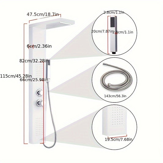 Doucheset – Douchepaneel – Regendouche – Handdouche – Massage Douche – 4 Functies – 304 Roestvrij Staal Mat Wit