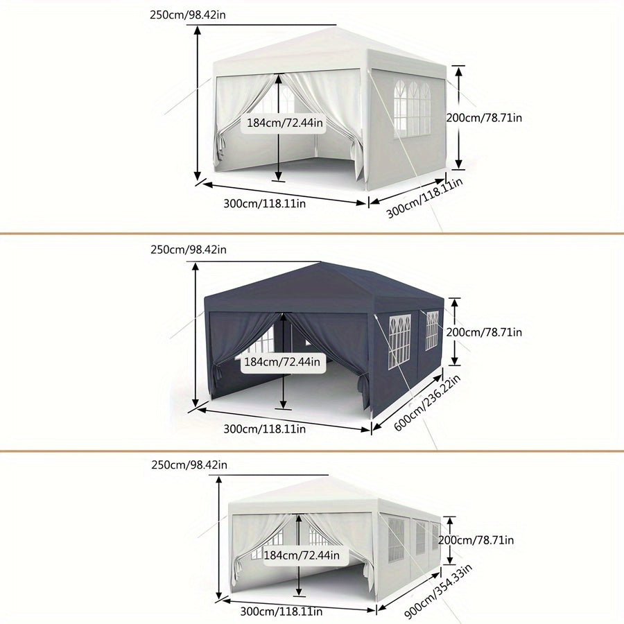 Partytent – Feesttent – Tuintent – Paviljoen – Evenemententent – 3x3m 3x6m 3x9m – Waterdicht PE Zeildoek – Stabiel Geverfd Stalen Frame