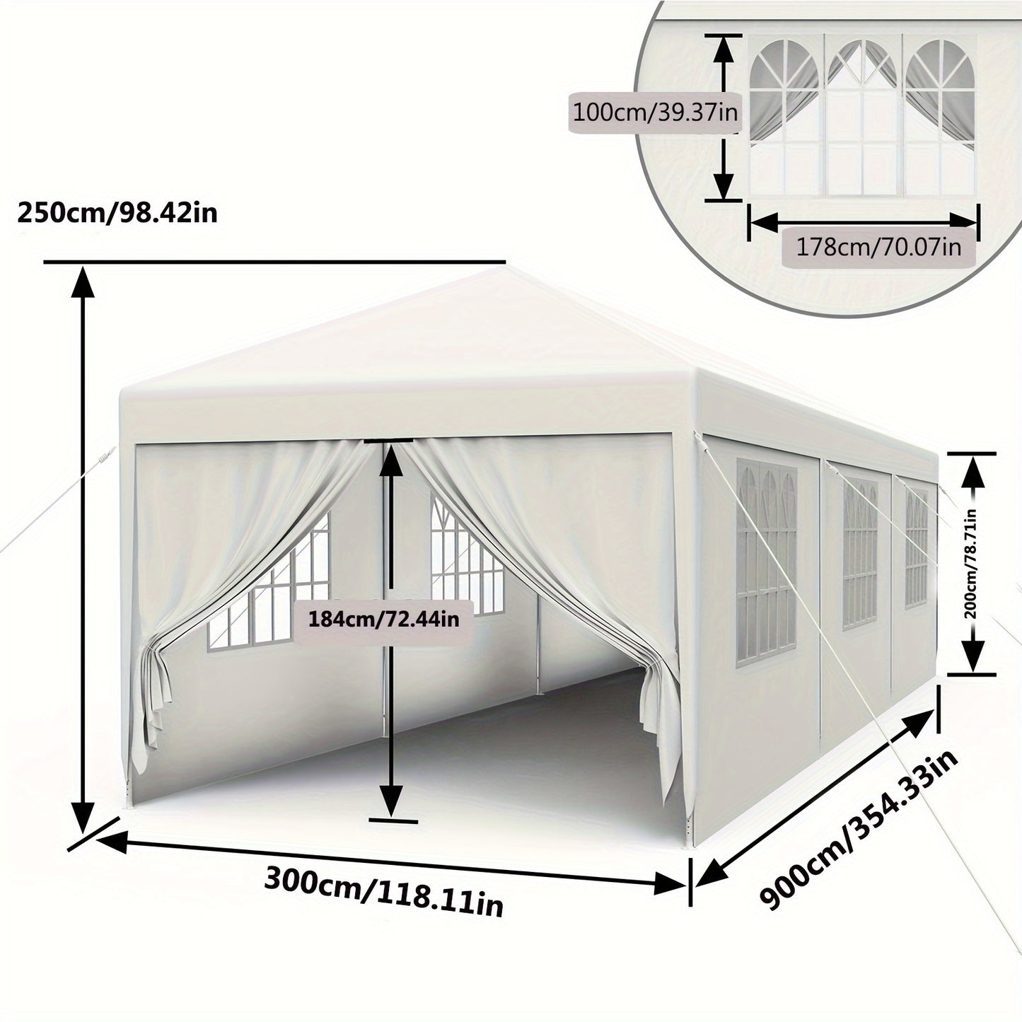 Partytent – Feesttent – Tuintent – Paviljoen – Evenemententent – 3x3m 3x6m 3x9m – Waterdicht PE Zeildoek – Stabiel Geverfd Stalen Frame