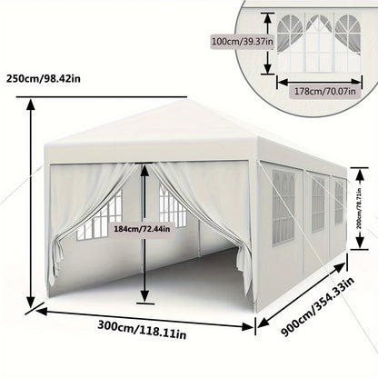 Partytent – Feesttent – Tuintent – Paviljoen – Evenemententent – 3x3m 3x6m 3x9m – Waterdicht PE Zeildoek – Stabiel Geverfd Stalen Frame