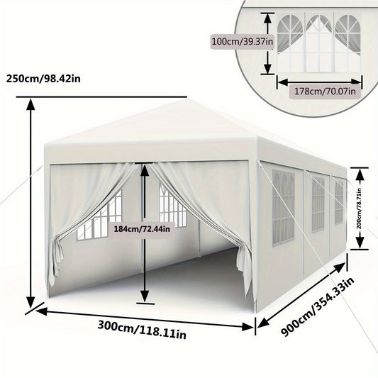 Partytent – Feesttent – Tuintent – Paviljoen – Evenemententent – 3x3m 3x6m 3x9m – Waterdicht PE Zeildoek – Stabiel Geverfd Stalen Frame