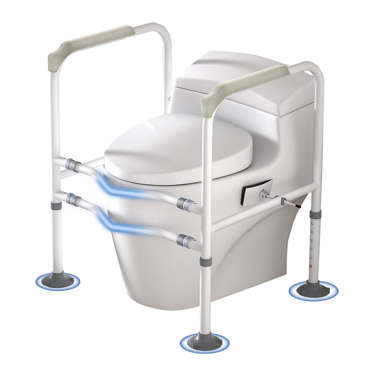 Toilet Steunpoot – WC Steunbeugel – Toiletafzet – Toiletbeugel Verstelbaar – Toiletstoel Beugel Wit – Geen Boren – Anti-slip Met Armleuningen – Tot 200 kg Belastbaar