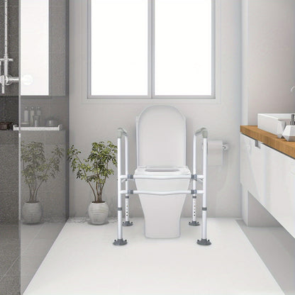 Toilet Steunpoot – WC Steunbeugel – Toiletafzet – Toiletbeugel Verstelbaar – Toiletstoel Beugel Wit – Geen Boren – Anti-slip Met Armleuningen – Tot 200 kg Belastbaar