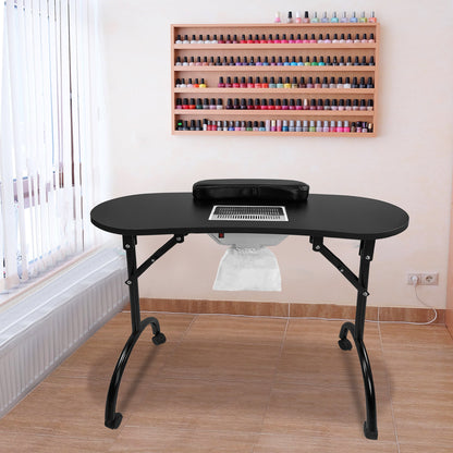 Manicuretafel – Nageltafel – Werktafel – Manicure Bureau – Nagelstudio Tafel – Inklapbaar Met Wieltjes – 90x37x77 cm – Stevig Metalen Frame – Geschikt Voor Europese Stekker – Wit